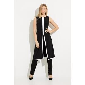 Joseph Ribkoff Sleeveless Pullover Tunic Top Womens 8 Black White Colorblock